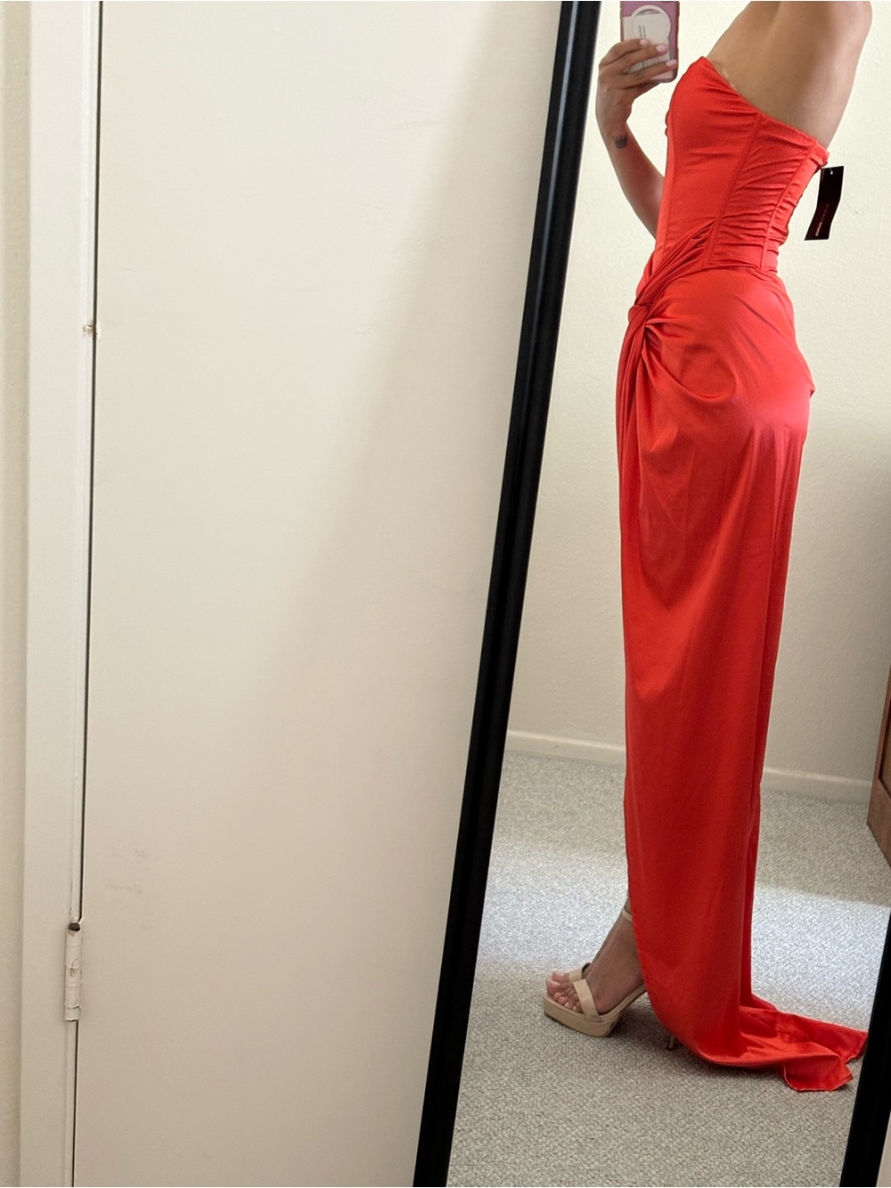 Fashion Nova Red Strapless Ruched Corset Wedding Dress - Picture 3 of 5